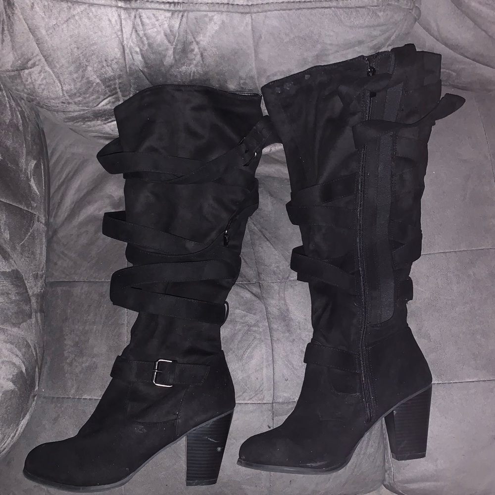 Faux Suede Wide Calf Boots 10W
